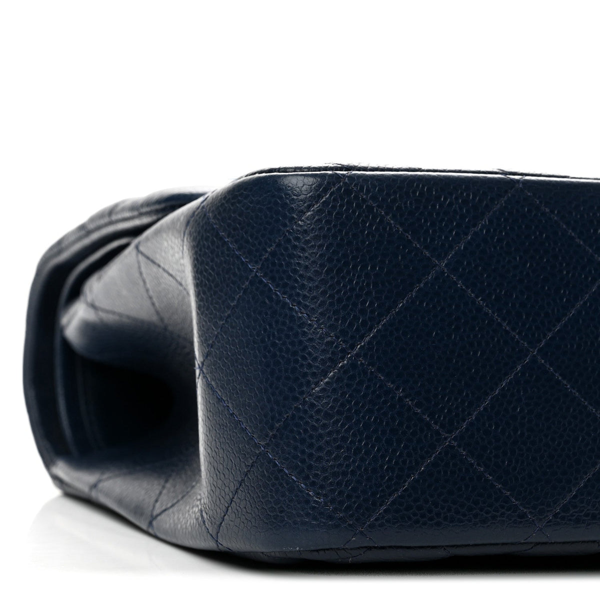 Quilted Caviar Flap Shoulder Bag - Blue