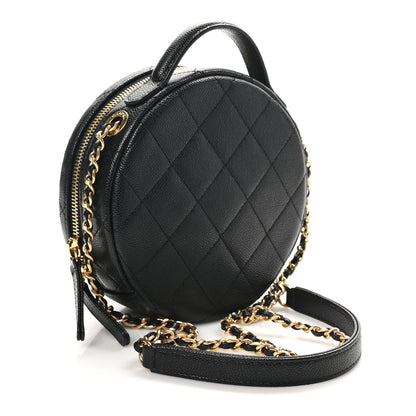 Small Quilted Caviar Handbag - Black