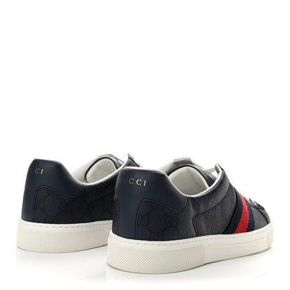 Gucci Monogram Canvas Men's Web New Ace Sneakers 8 Dark Blue