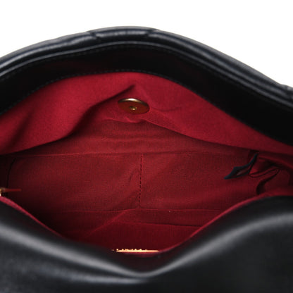 Medium Quilted Lambskin Flap Shoulder Bag - Black