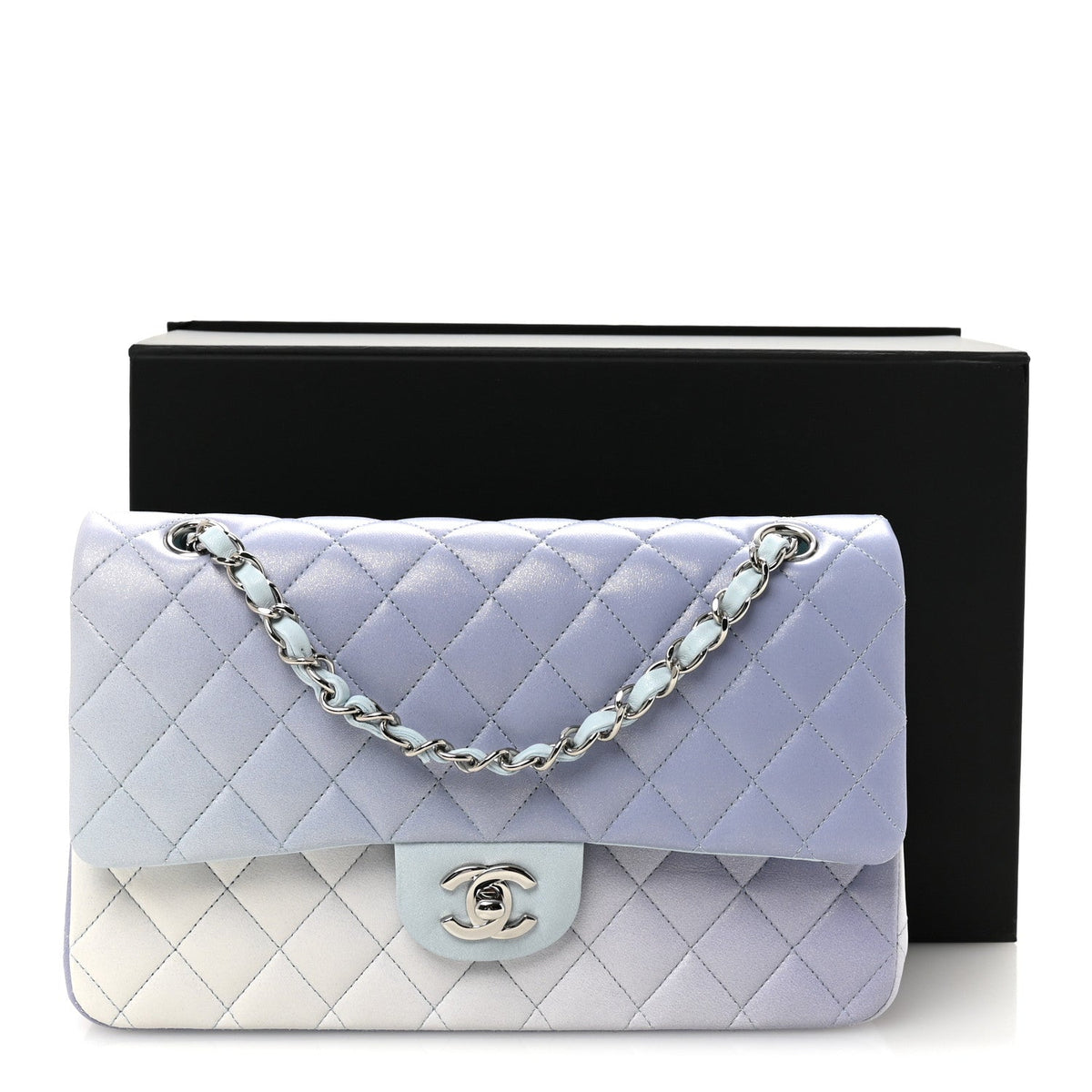 Medium Quilted Lambskin Flap Shoulder Bag - Light Blue