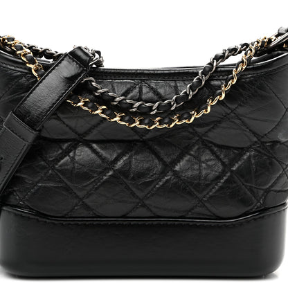 Small Quilted Calfskin Hobo Bag - Black