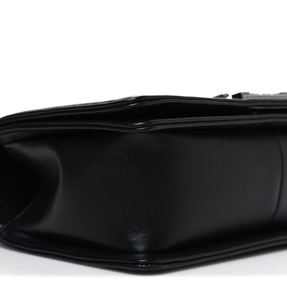 Medium Quilted Lambskin Flap Shoulder Bag - Black