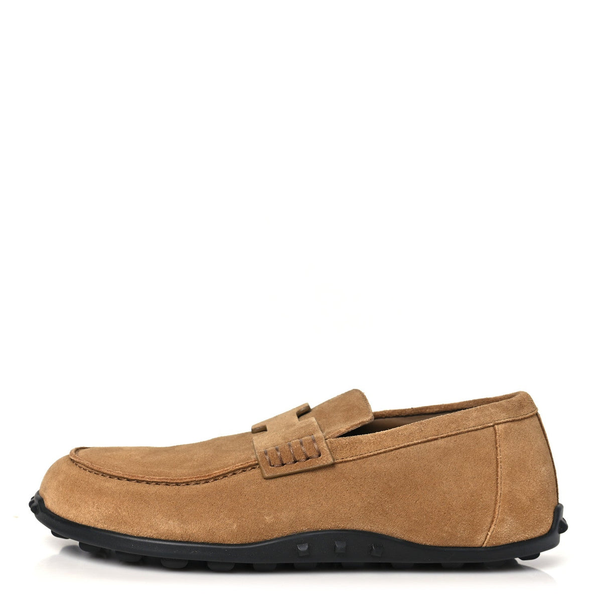 Hermes Suede Calfskin Women's Lazy Loafers 37 Brune Fume