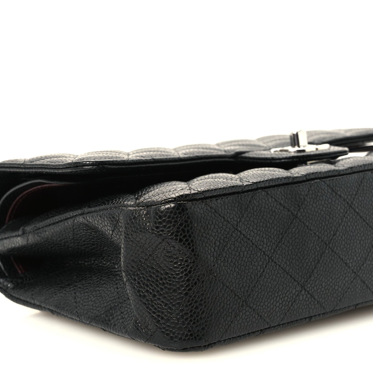 Medium Quilted Caviar Flap Shoulder Bag - Black
