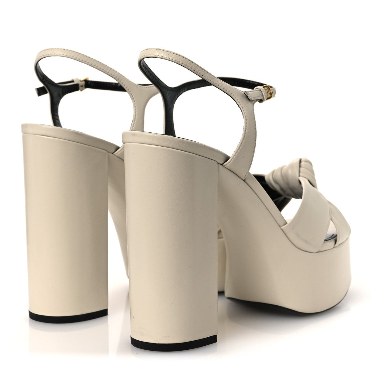 Saint Laurent Leather Women's Vendome Bianca 85 Platform Sandals 41 Pearl