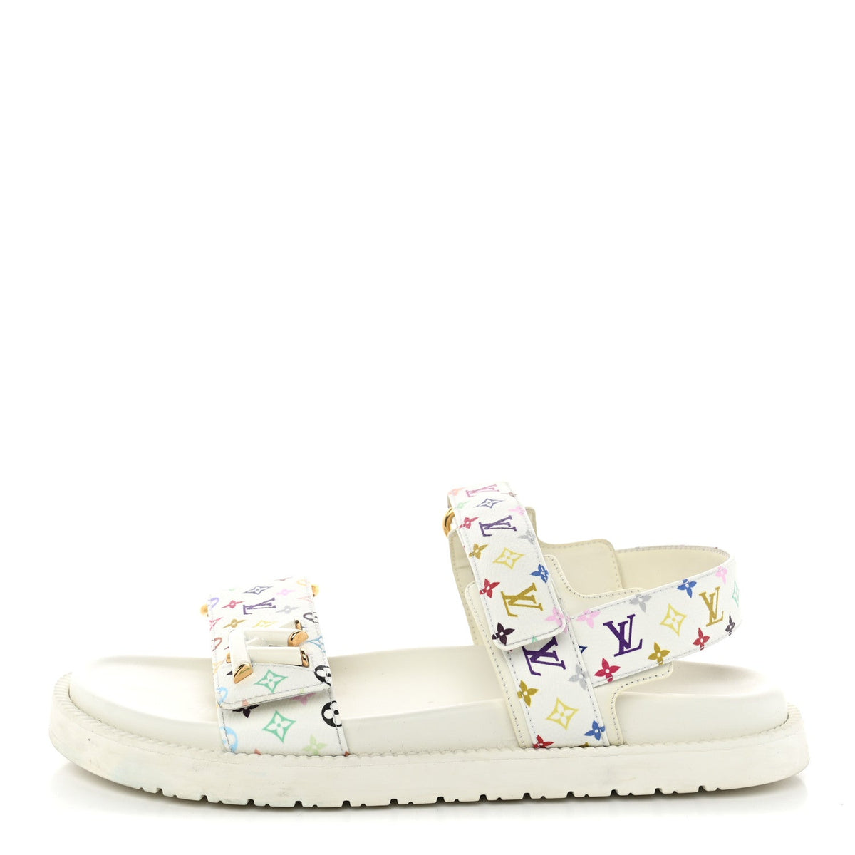LV X Tm Monogram Multicolor Sunset Flat Sandals White