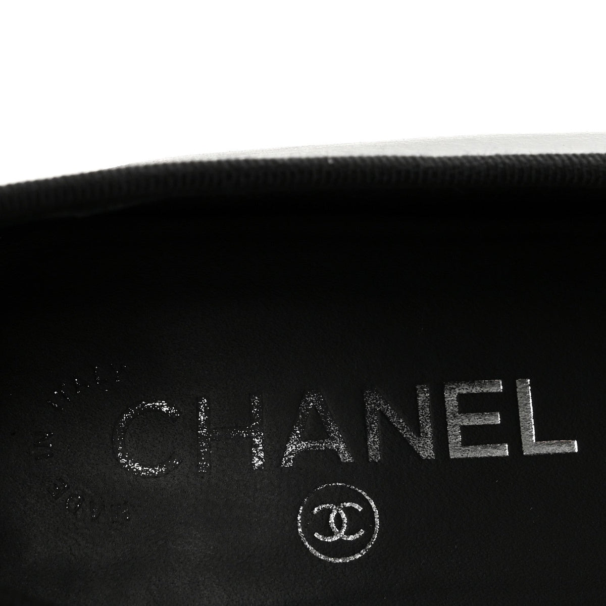 Chanel Crumpled Lambskin CC Cap Toe Women's Flats Black White