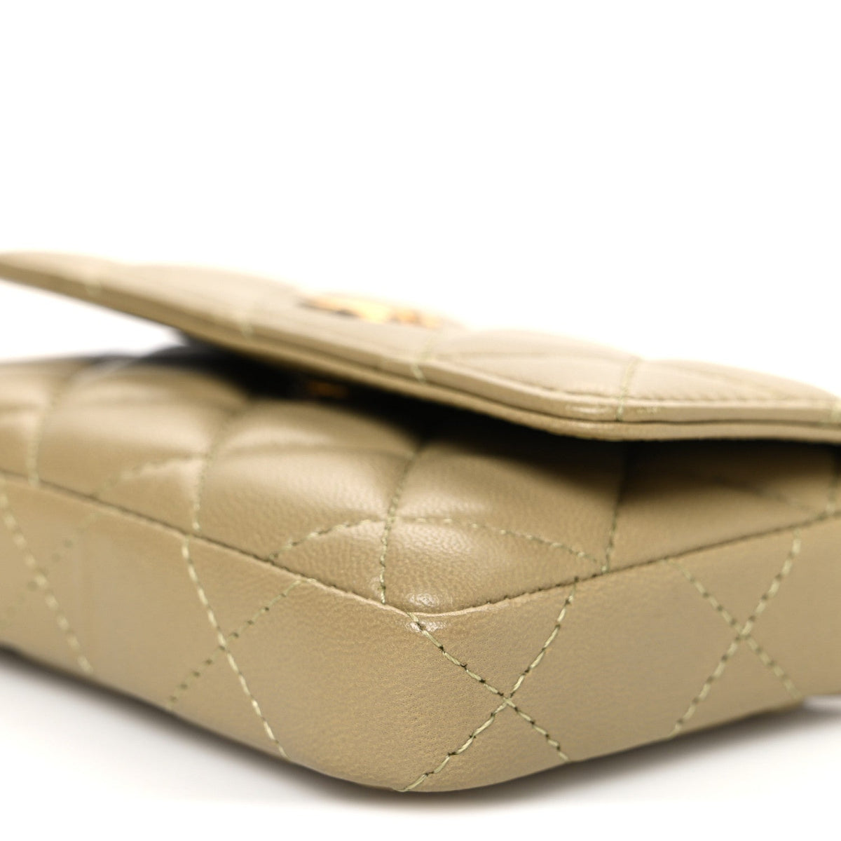 Quilted Lambskin Clutch Bag - Light Green