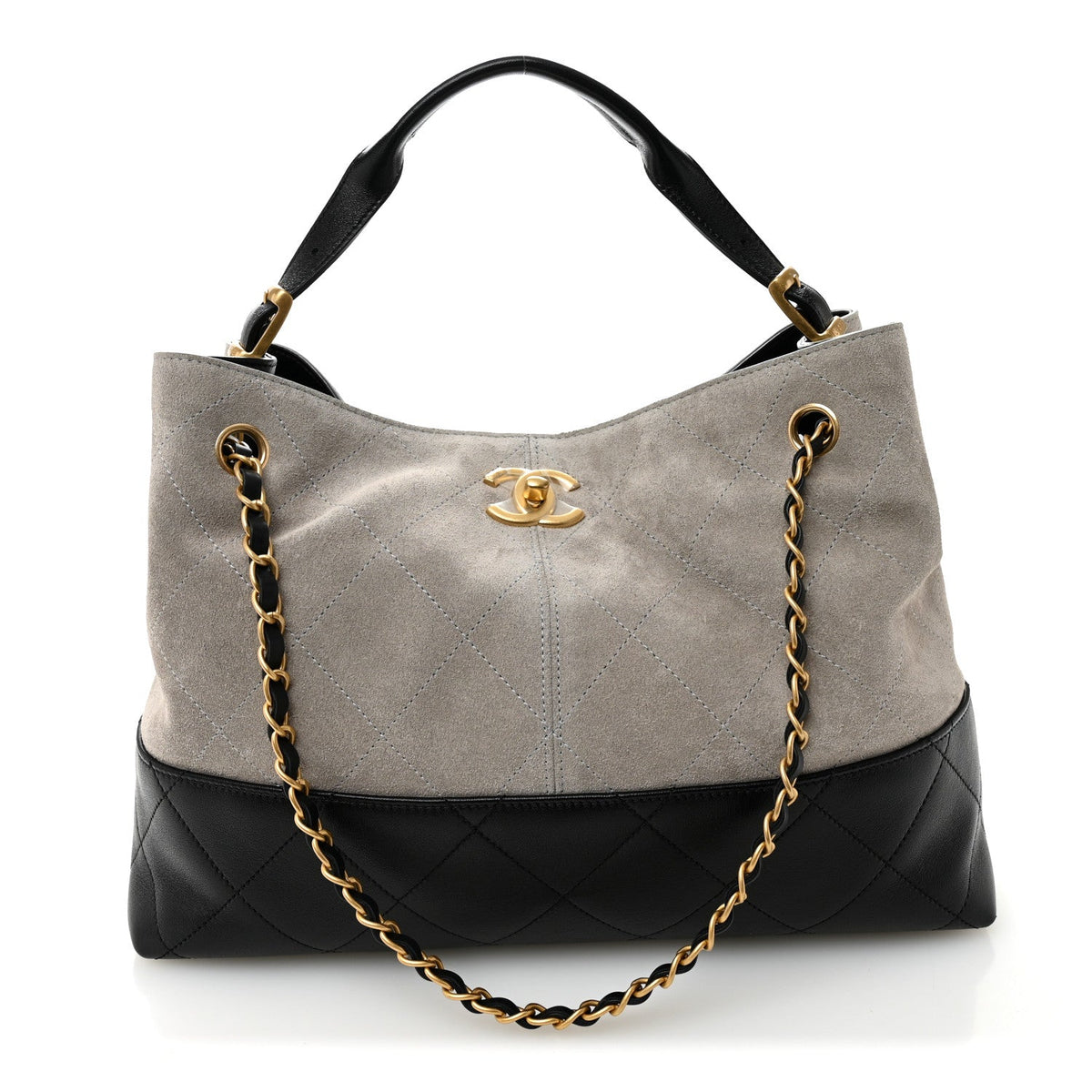 Small Quilted Lambskin Handbag - Grey