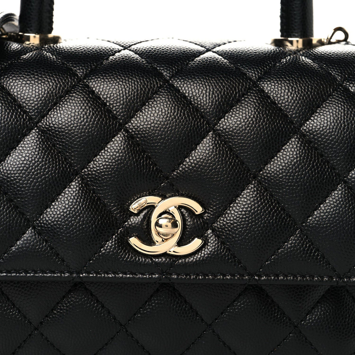 Mini Quilted Caviar Flap Shoulder Bag - Black