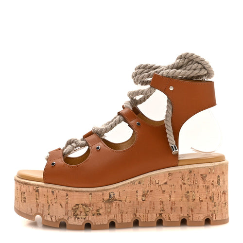 Hermès Calfskin Cork Women's Medusa 30 Sandals 37 Naturel
