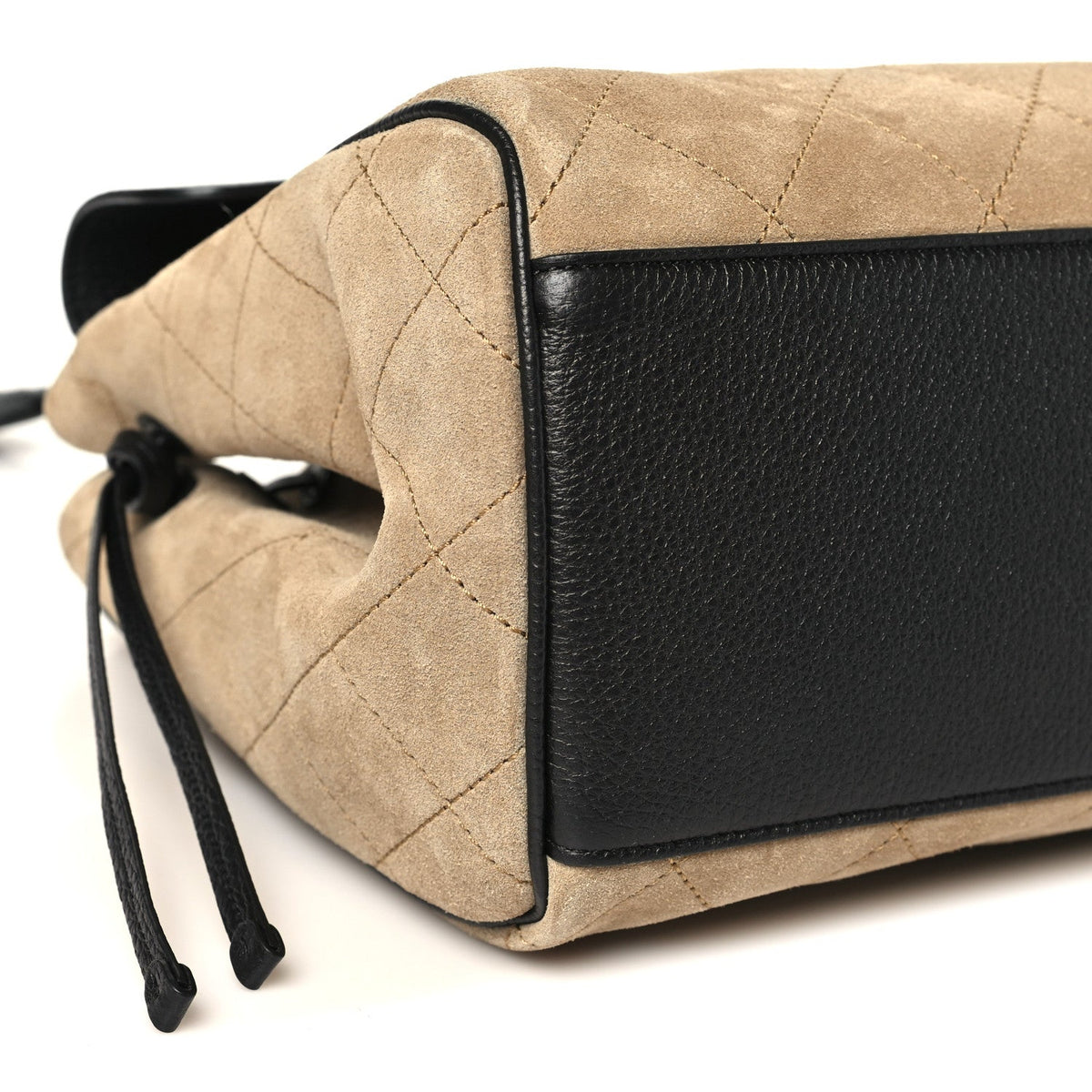 Calfskin Suede Handbag - Beige