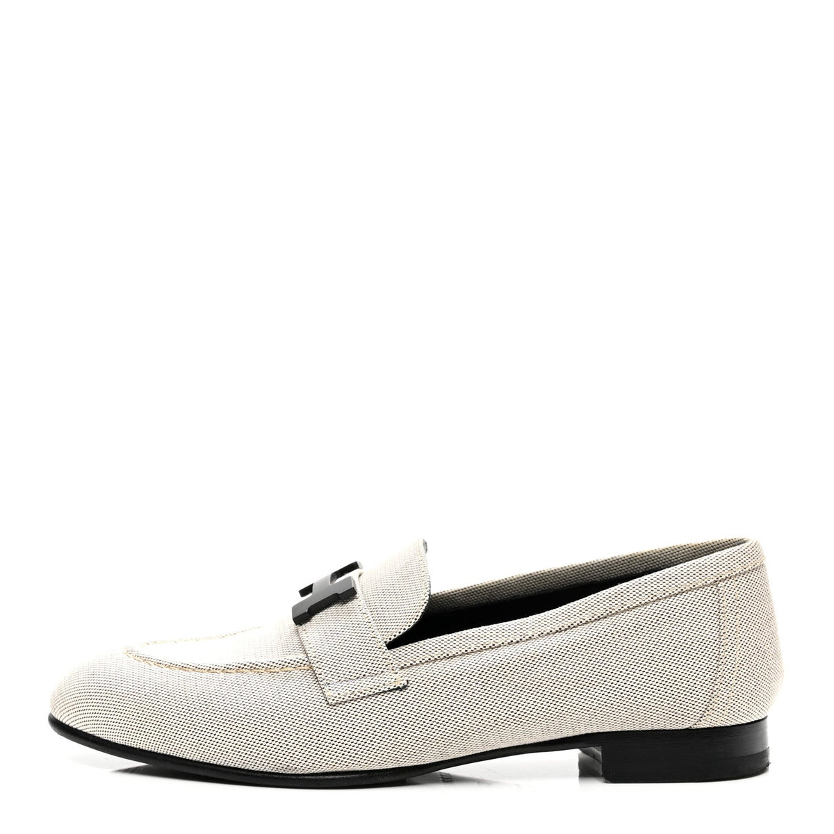 Hermes Canvas Women's H Paris Loafers 37 Prunoir