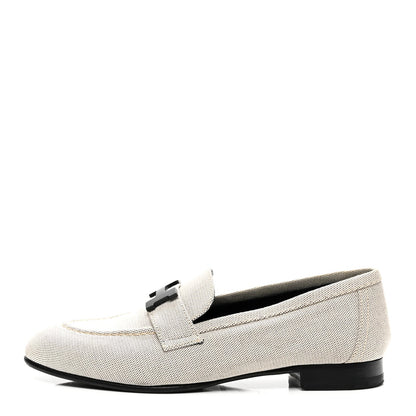 Hermes Canvas Women's H Paris Loafers 37 Prunoir