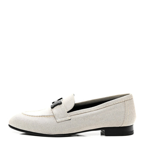 Hermes Canvas Women's H Paris Loafers 37 Prunoir