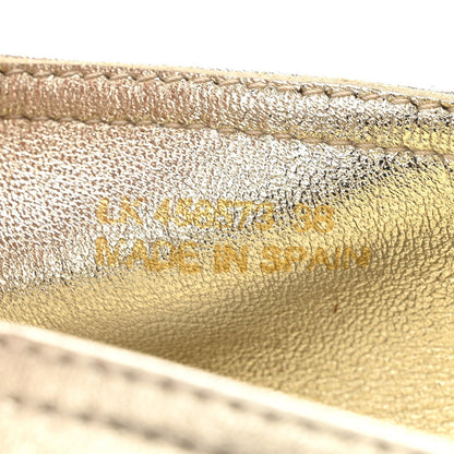 Saint Laurent Metallic Lambskin Women's Monogram Espadrilles 38 Platino