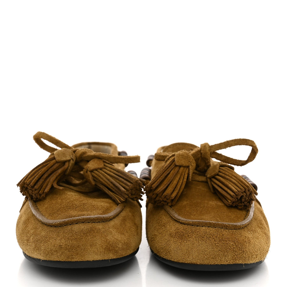 Miu Miu Suede Women's Tassel Loafers 36 Olive Green