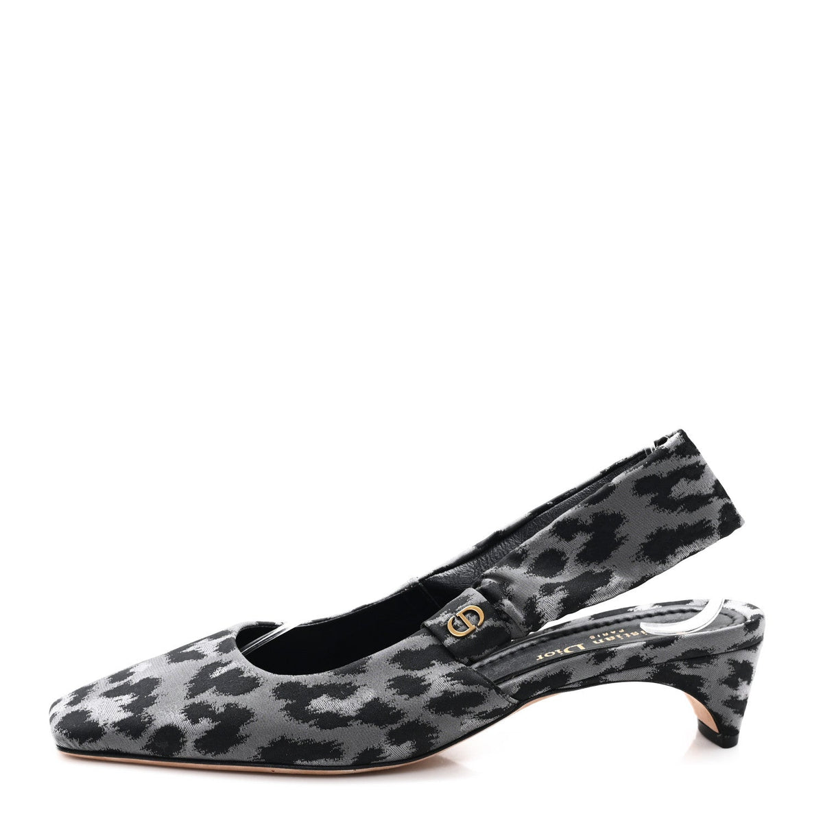 Nylon Leopard Print Mizza Slingback Pumps Grey Multicolor