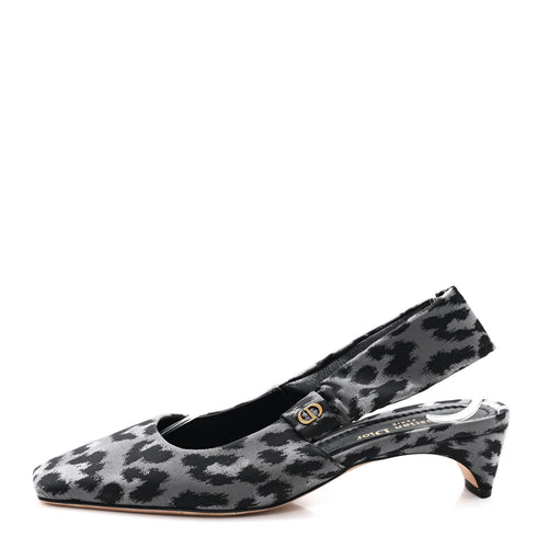 Nylon Leopard Print Mizza Slingback Pumps Grey Multicolor