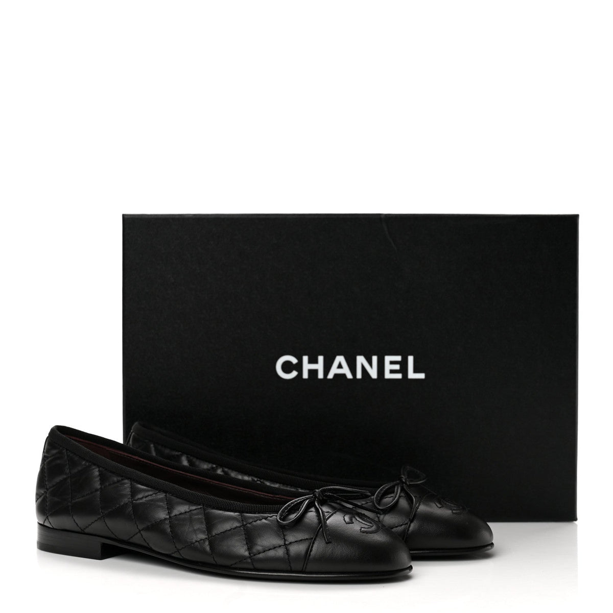 Chanel Aged Calfskin Quilted CC Cap Toe Women's Flats