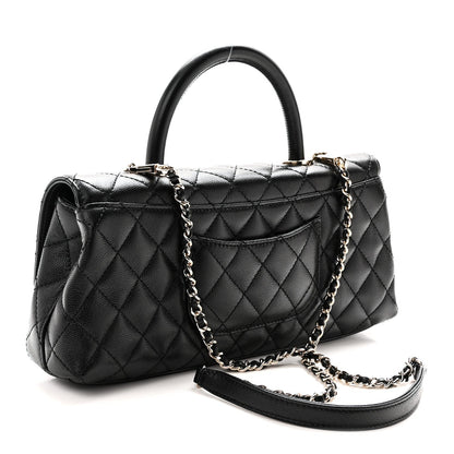 Maxi Quilted Caviar Flap Shoulder Bag - Black