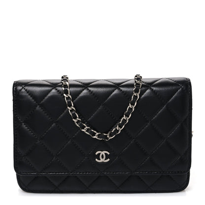 Quilted Lambskin Wallet Bag - Black