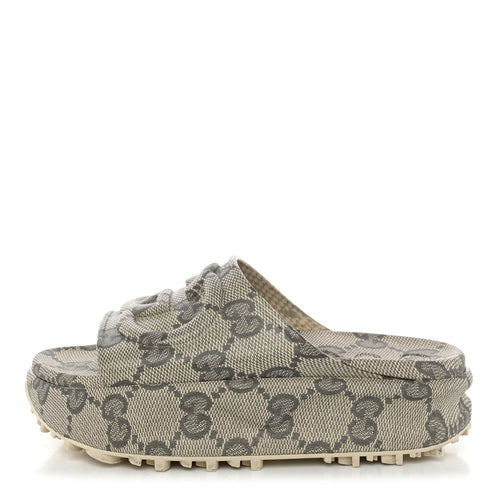 Cubic Rubber GG Monogram Interlocking G Platform 42Mm Slide Sandals Be