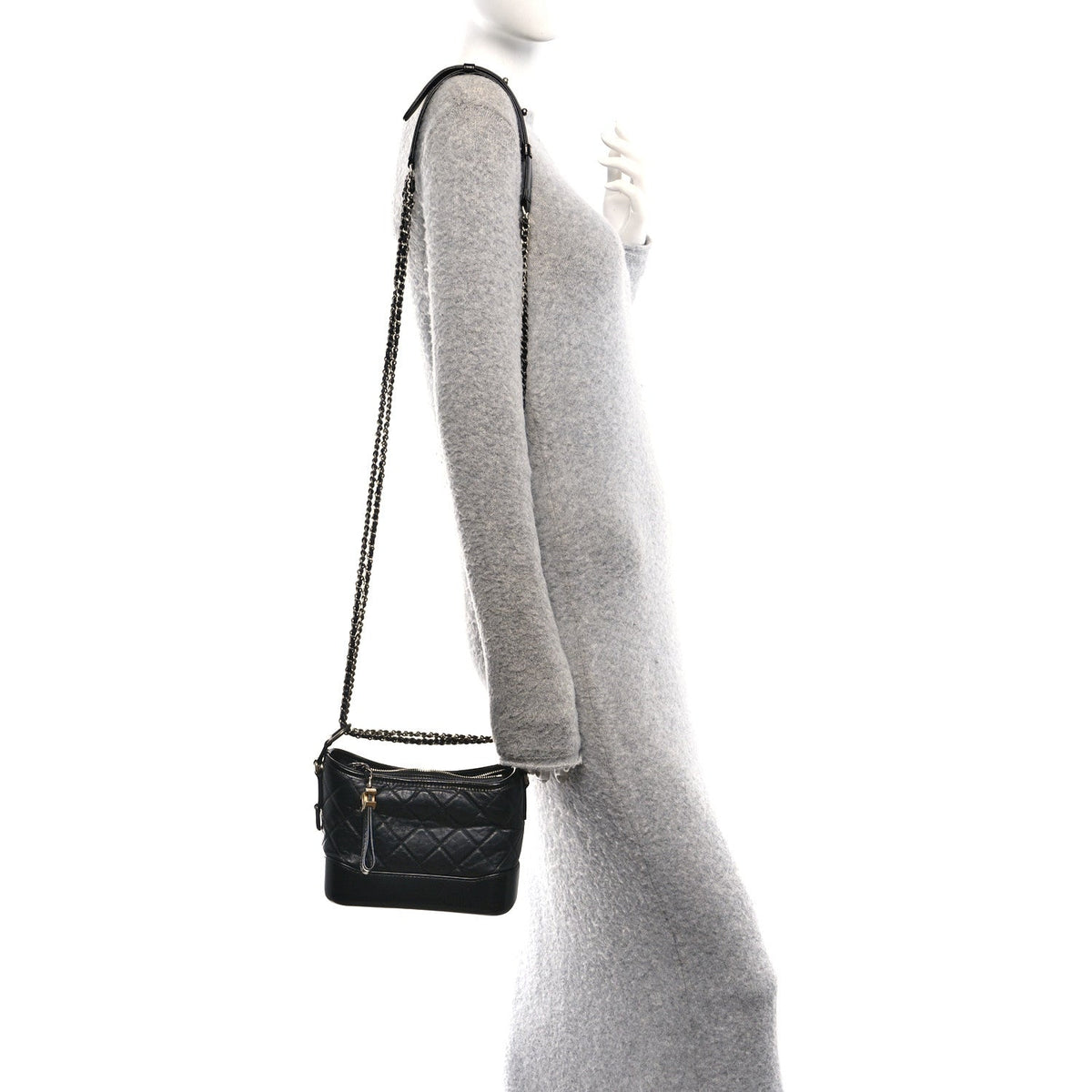 Small Quilted Calfskin Hobo Bag - Black