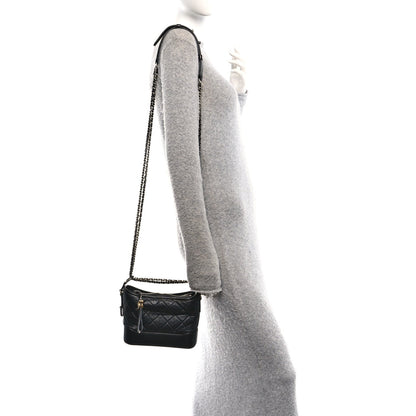 Small Quilted Calfskin Hobo Bag - Black