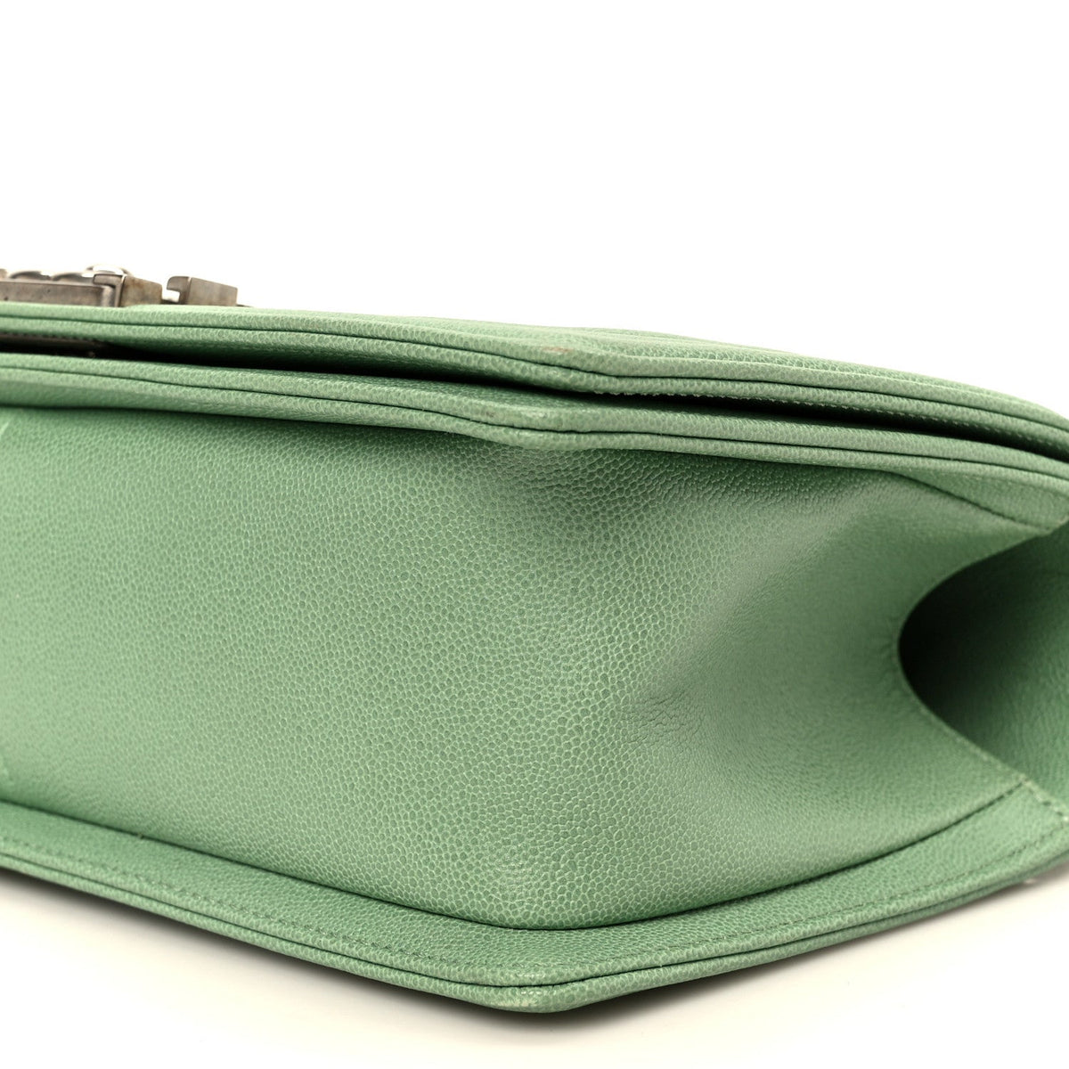 Medium Quilted Caviar Flap Shoulder Bag - Light Green