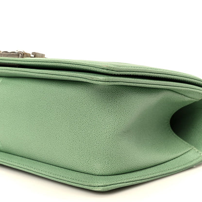 Medium Quilted Caviar Flap Shoulder Bag - Light Green