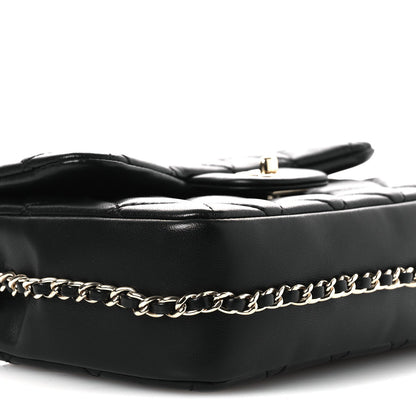 Small Quilted Lambskin Flap Shoulder Bag - Black