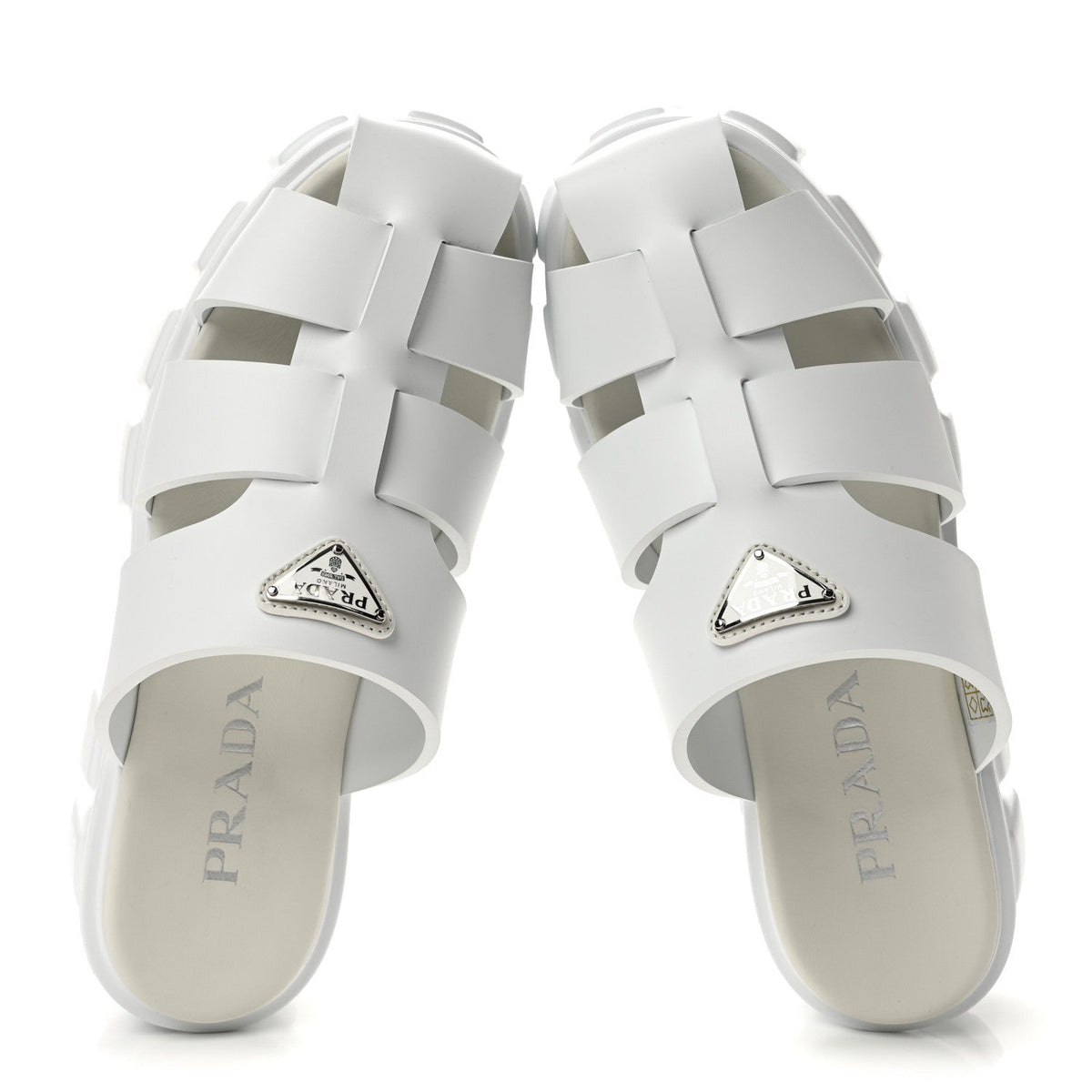Prada Foam Rubber Women's Monolith Cage Sandals 38 White