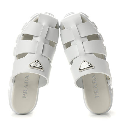 Prada Foam Rubber Women's Monolith Cage Sandals 38 White