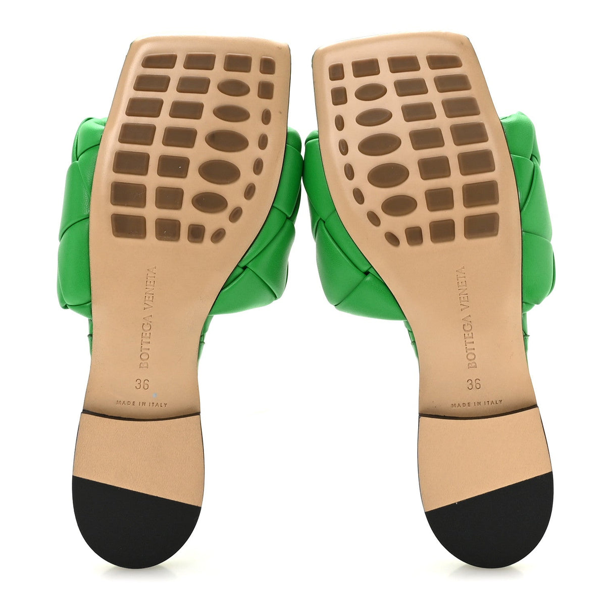 Bottega Veneta Nappa Maxi Intrecciato Lido Flat Women's Sandals 36 Grass