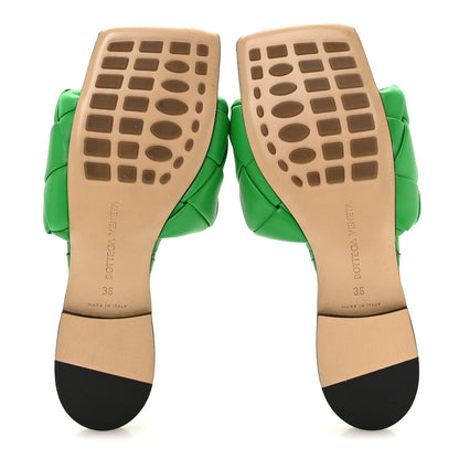 Bottega Veneta Nappa Maxi Intrecciato Lido Flat Women's Sandals 36 Grass