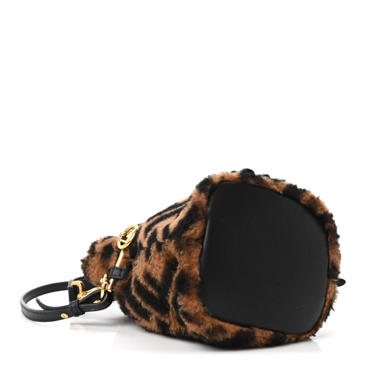 Mini Shearling Bucket Bag - Black