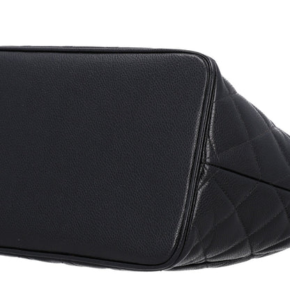 Quilted Caviar Tote Bag - Black