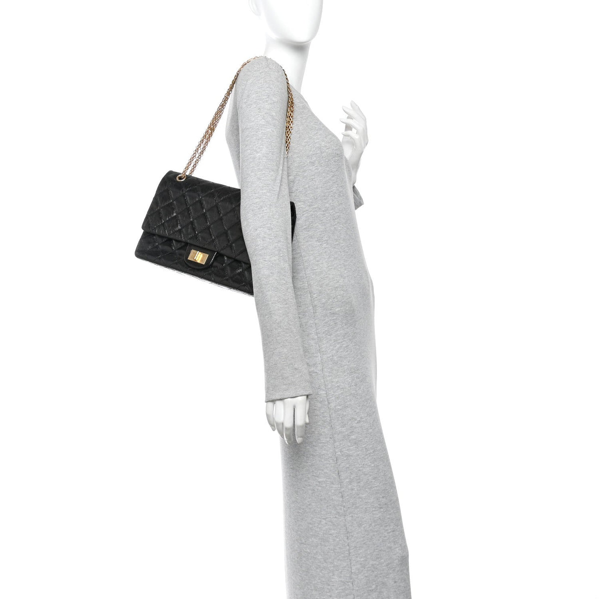 Quilted Calfskin Flap Shoulder Bag - Black