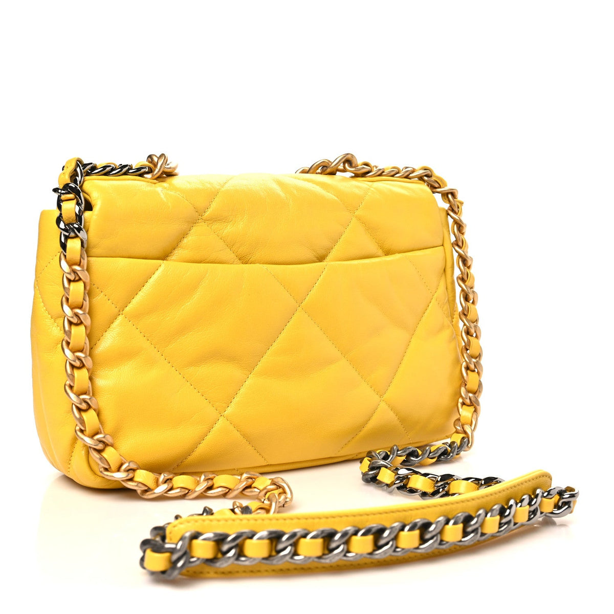 Medium Quilted Goatskin Flap Shoulder Bag - Yellow