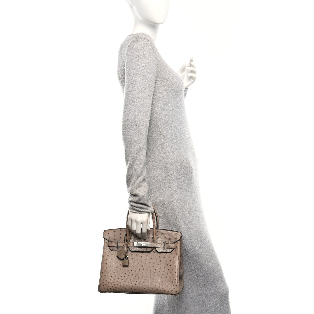 Ostrich Birkin 30 Mousse Handbag