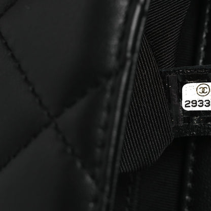 Small Quilted Lambskin Flap Shoulder Bag - Black