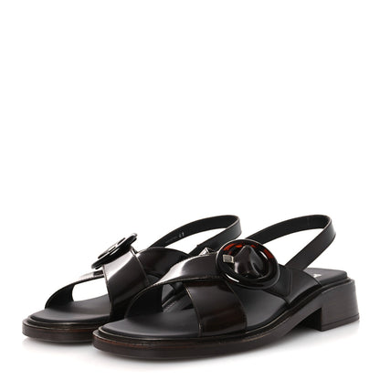 Prada Spazzolato Fume Re-Edition 1996 Women's Buckle Sandals 41 Bruciato