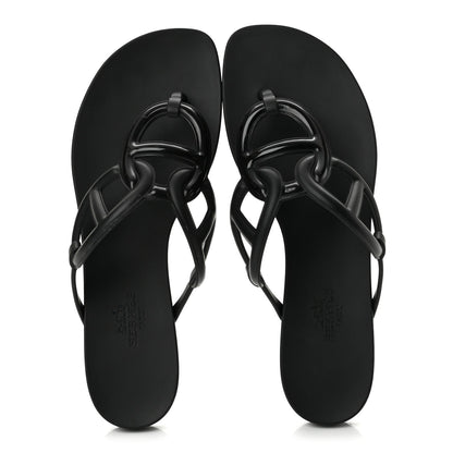 Hermès Rubber Women's Egerie Sandals 36 Black