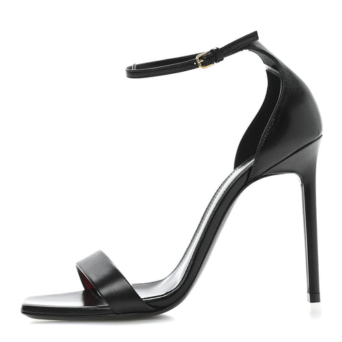 Calfskin Tripon Amber Ankle Strap Sandals Black