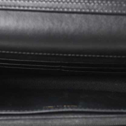 Quilted Caviar Wallet Bag - Black