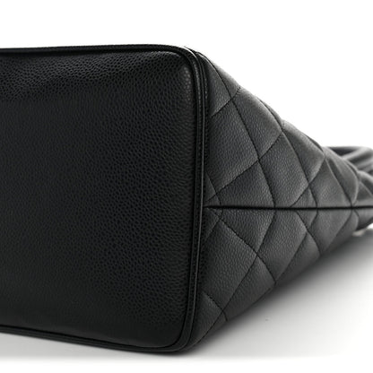 Quilted Caviar Tote Bag - Black