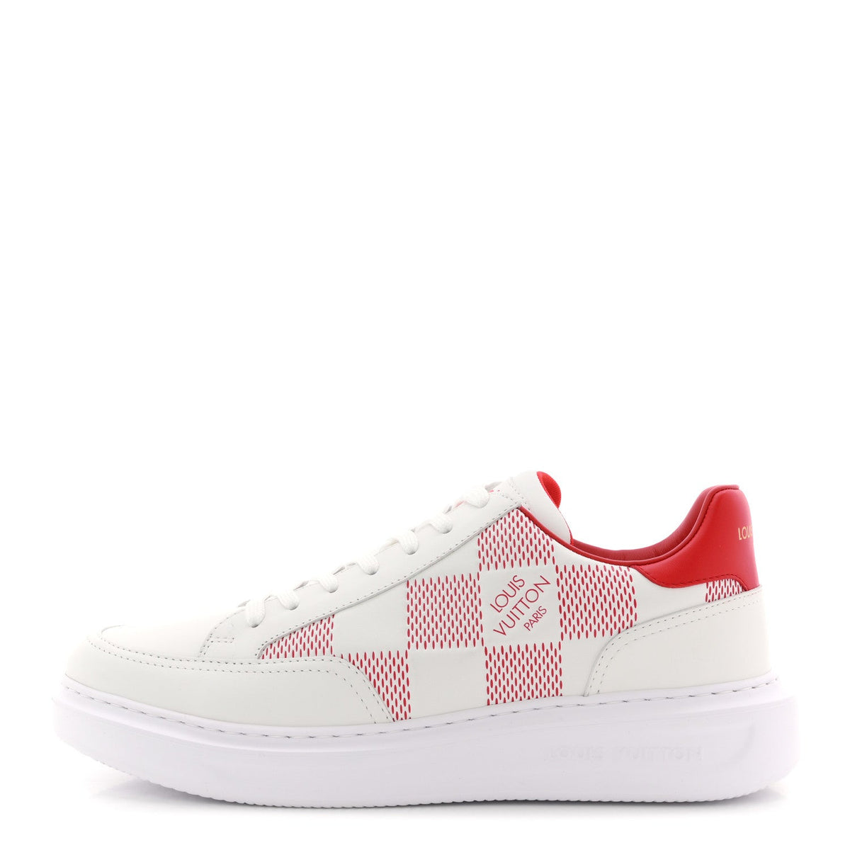 Damier Calfskin Beverly Hills Sneakers 8 White Rouge