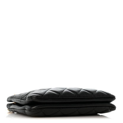 Quilted Lambskin Shoulder Bag - Black